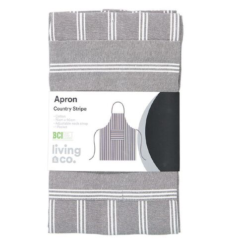 Living & Co Country Stripe Apron Charcoal 70cm x 90cm