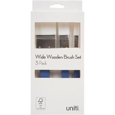 Uniti Wide Wooden Brush Set 3 Piece