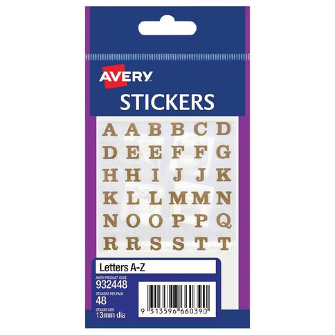 Avery Transparent Background A-Z Stickers 12mm x 12mm 48 Labels