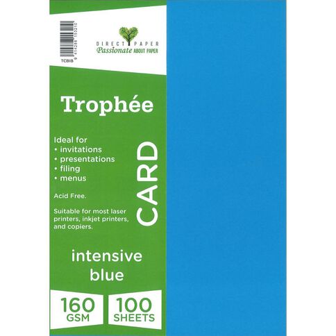 Trophee Card 160gsm 100 Pack Intensive Blue A4