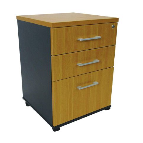 Zealand Delta Mobile 3 Draw Unit Locking Beech/Charcoal