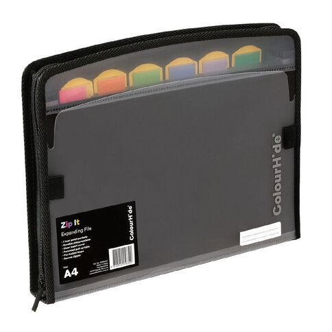 ColourHide Zip it Expanding File Black