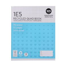 WS Exercise Book 1E5 7mm Quad 36 Leaf Blue