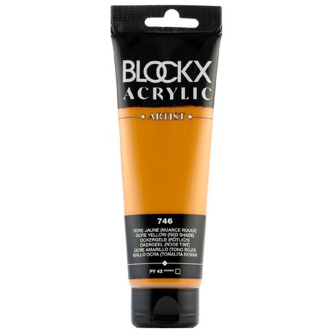 BLOCKX Acrylic Tube 120ml Yellow Ochre Shade Red Red