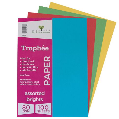 Trophee Paper 80gsm 100 Pack Brights