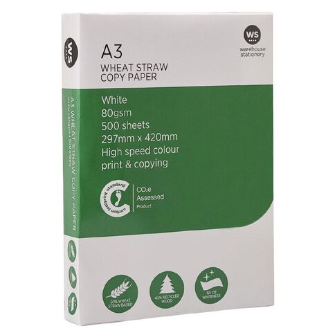 WS Photocopy Paper Wheat Based 80gsm 500 Sheet White A3