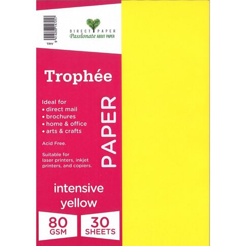 Trophee Paper 80gsm 30 Pack Intensive Yellow A4