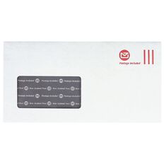 New Zealand Post Prepaid Window DLE Envelope 100 Pack White