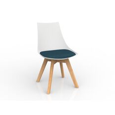 Luna White Deep Oak Base Chair Blue Mid