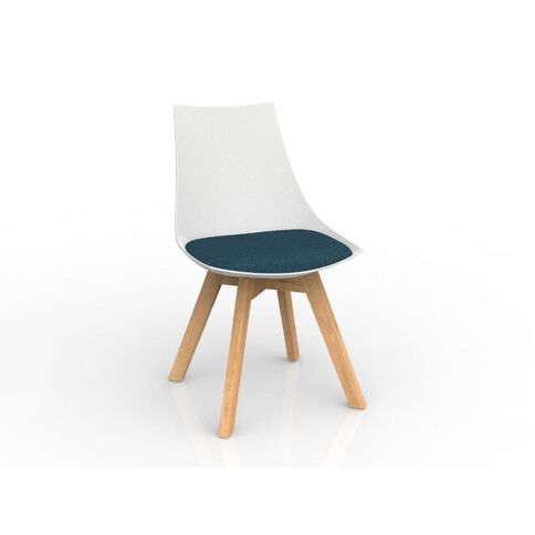 Luna White Deep Oak Base Chair Blue Mid
