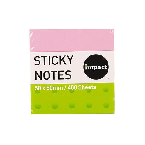 WS Fluro Sticky Notes 50mm x 50mm 400 Sheet Cube Fluro