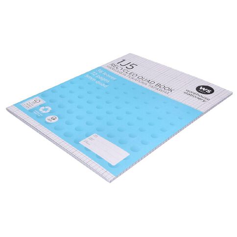 WS Exercise Book 1J5 5mm Quad 36 Leaf Blue Mid