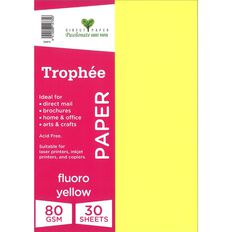 Trophee Paper 80gsm 30 Pack Fluoro Yellow A4