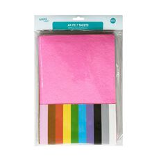 Uniti Felt Sheet 10 Pack Assorted A4