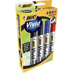 Bic BIC Vivid Permanent Marker Box Assorted 4 Pack