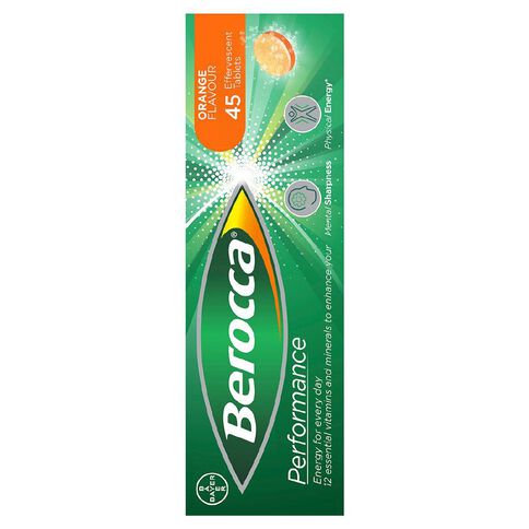 Berocca Energy Vitamin B & C Orange Flavour Effervescent Tablets 45 Pack
