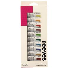 Reeves Paint Set Gouache 12 Pack Multi-Coloured