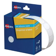 Avery Dispenser Dot Handwritable 1200 Labels White 14mm Diameter