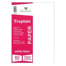 Trophee Paper 80gsm Linen White A4 100 Pack