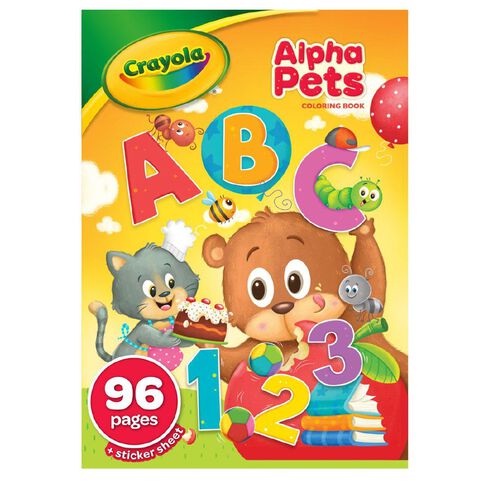 Crayola 96 Page Coloring Book with Stickers Alpha Pets