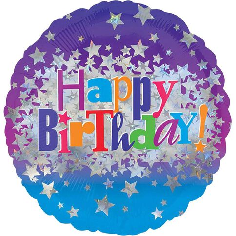 Anagram Holo Happy Birthday Bright Stars Foil Balloon Standard 17in