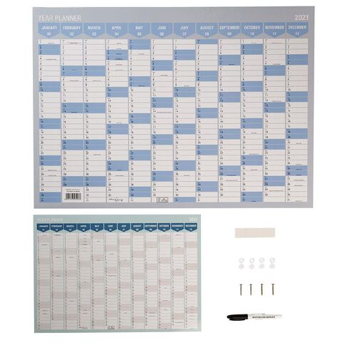 Ws 2021 Year Planner 700x500mm Board With Small Planner Marker Warehouse Stationery Nz