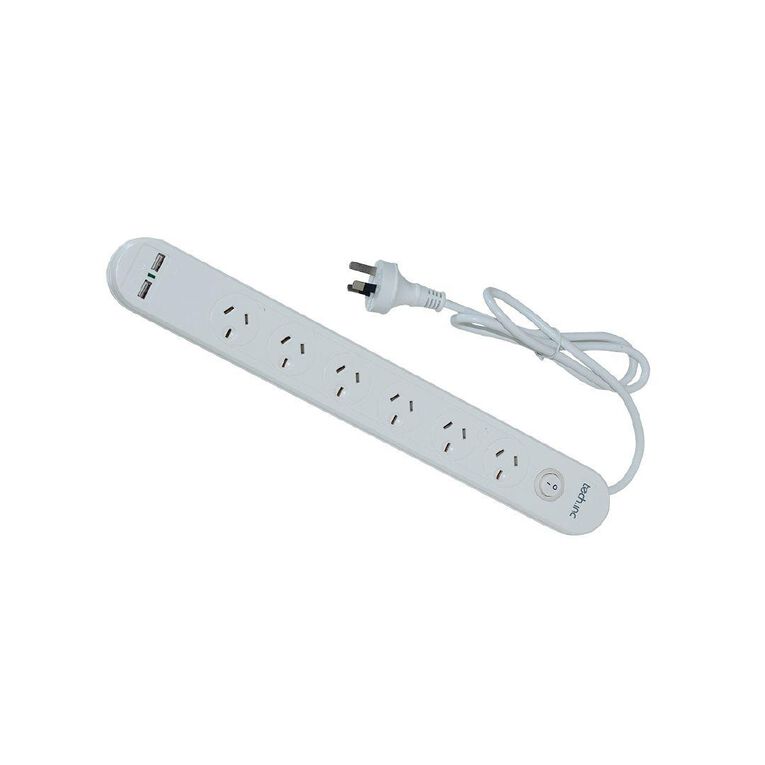 Tech.Inc 6 Way Powerboard with Surge Protection & USB