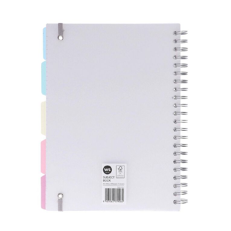 WS Subject Book with 5 Dividers 7mm Ruled White A4