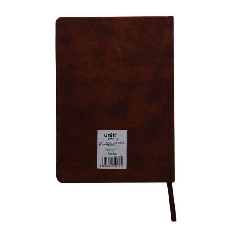Uniti Stationery A5 Polyurethane Hard Cover Brown Notebook
