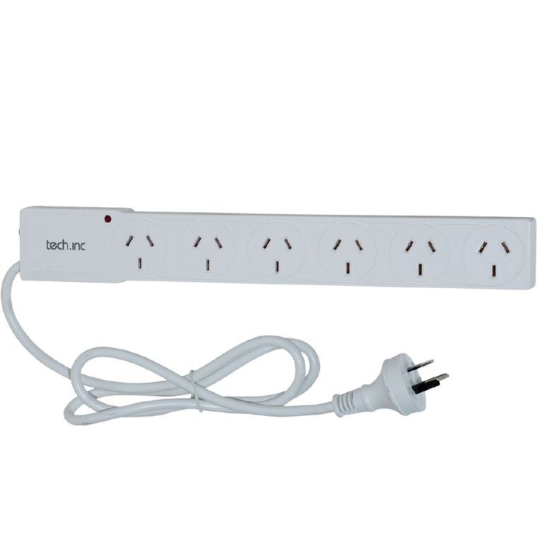 Tech.Inc 6 Way Powerboard with Surge Protection
