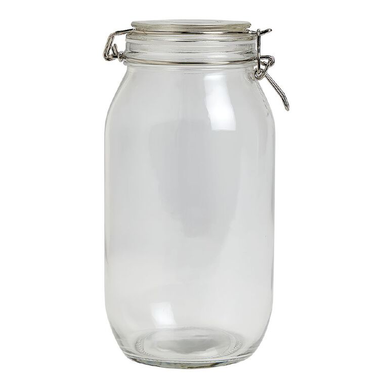Living & Co Round Glass Clip Top Jar Clear 2.2L