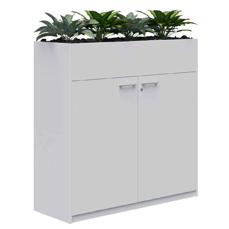 Rapid H Door STO Planter with Plants 1200 x 1200 Lockable Silver