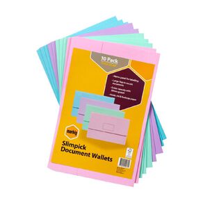 Marbig Slimpick Foolscap Document Wallet Pastels 10 Pack