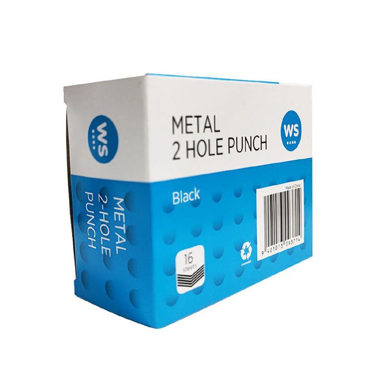 WS Punch 2 Hole Metal 16 Sheet Black