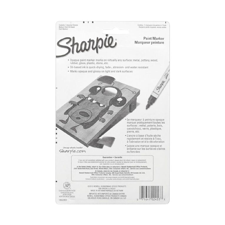 Sharpie Oil-Based Paint Marker Medium Point Assorted 5 Pack