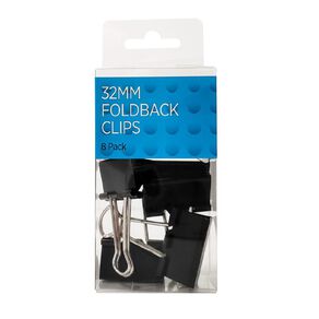 WS 32mm Foldback Clips Black 8 Pack