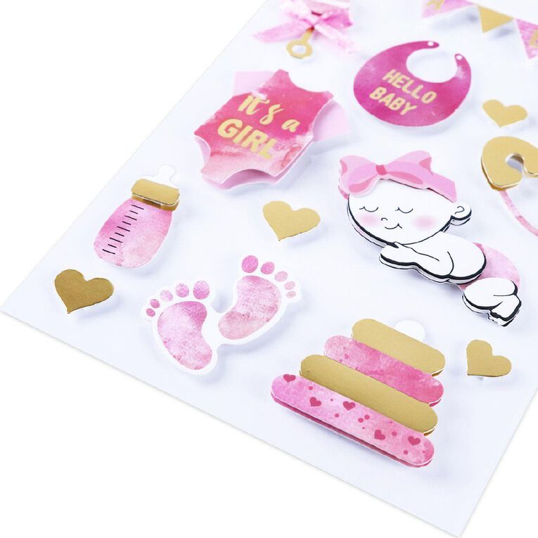 Uniti Dimensional Stickers Baby Girl
