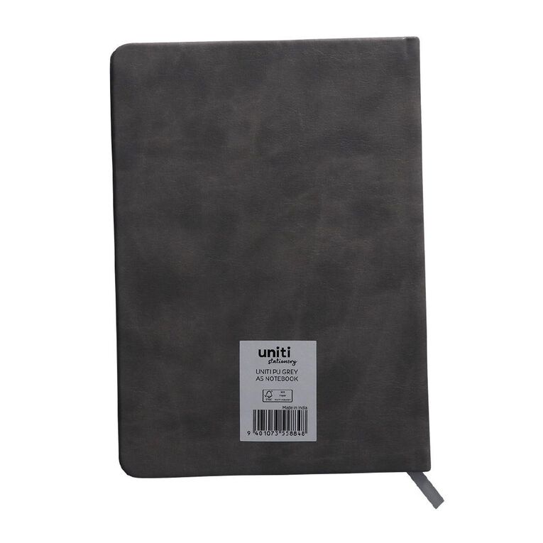 Uniti Stationery A5 Polyurethane Hard Cover Grey Notebook