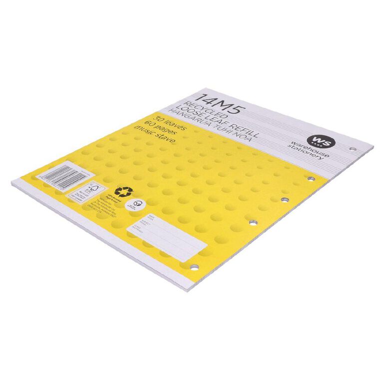 WS Pad Refill 14M5 Music Stave 30 Leaf Punched Yellow