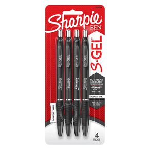 Sharpie Gel Retractable 0.7mm Pen Black 4 Pack