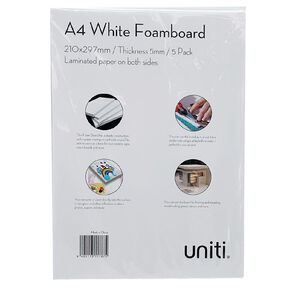 Uniti Foamboard 5mm A4 5 Pack