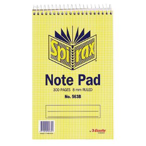 Spirax Notebook Spiral No.563B 300pg 8mm Ruled 200 x 127mm Yellow Mid
