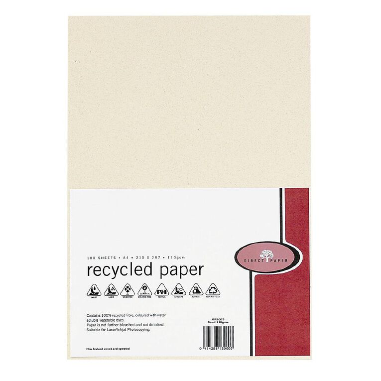 Direct Paper Recycled Paper 100gsm Beige A4 100 Pack