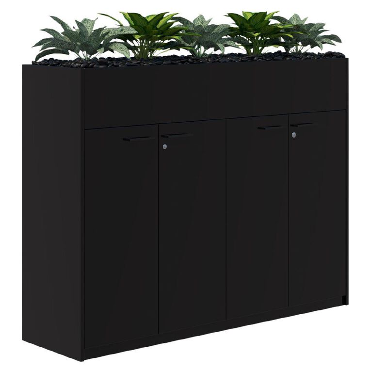 Rapid H Door STO Planter with Plants 1200 x 1600 Lockable Black