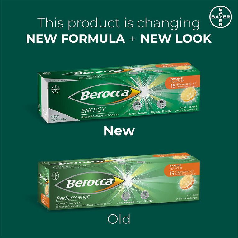 Berocca Energy Vitamin B & C Orange Flavour Effervescent Tablets 15 Pack