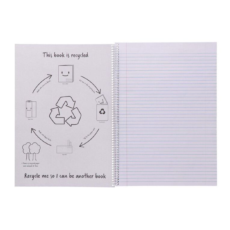 WS Exercise Book 8B8 7mm Ruled Spiral 50 Leaf Wiro Red