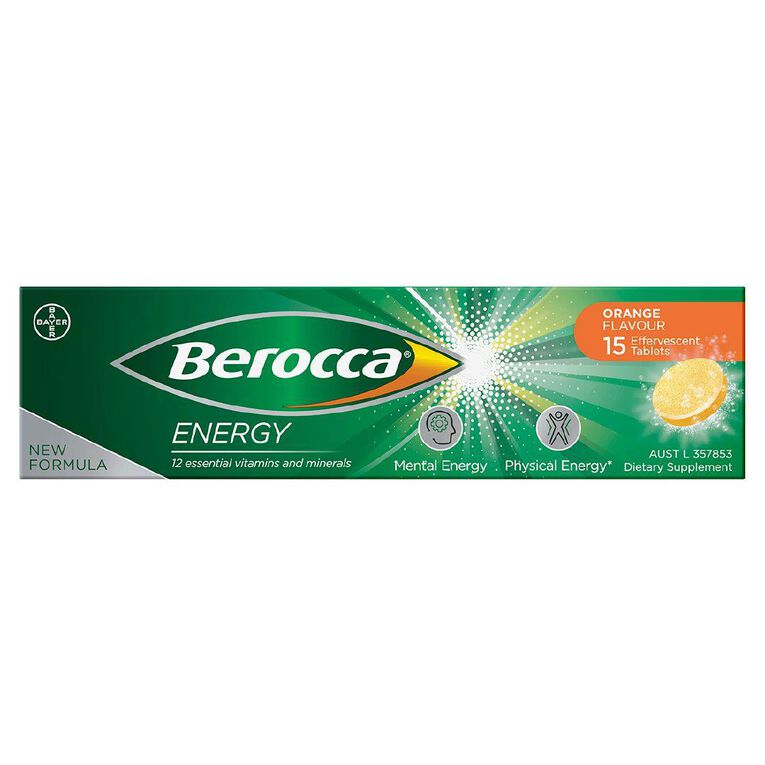 Berocca Energy Vitamin B & C Orange Flavour Effervescent Tablets 15 Pack