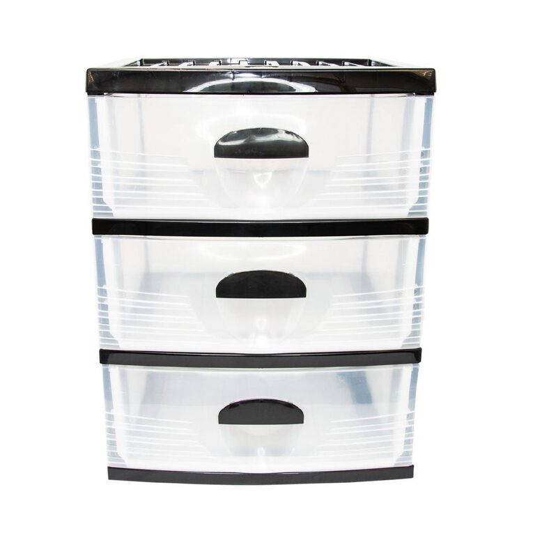 Taurus Storage Drawers A2 Black 3 Tier