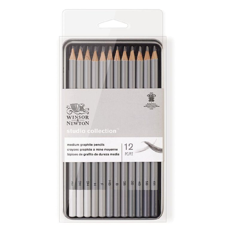 Winsor & Newton Studio Graphite Pencils Medium 12 Pack