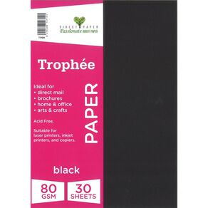 Trophee Paper 80gsm Black A4 30 Pack